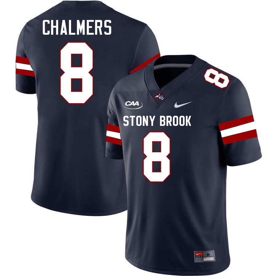 Stony Brook Seawolves #8 Chayce Chalmers College Football Jerseys,Uniforms-Navy